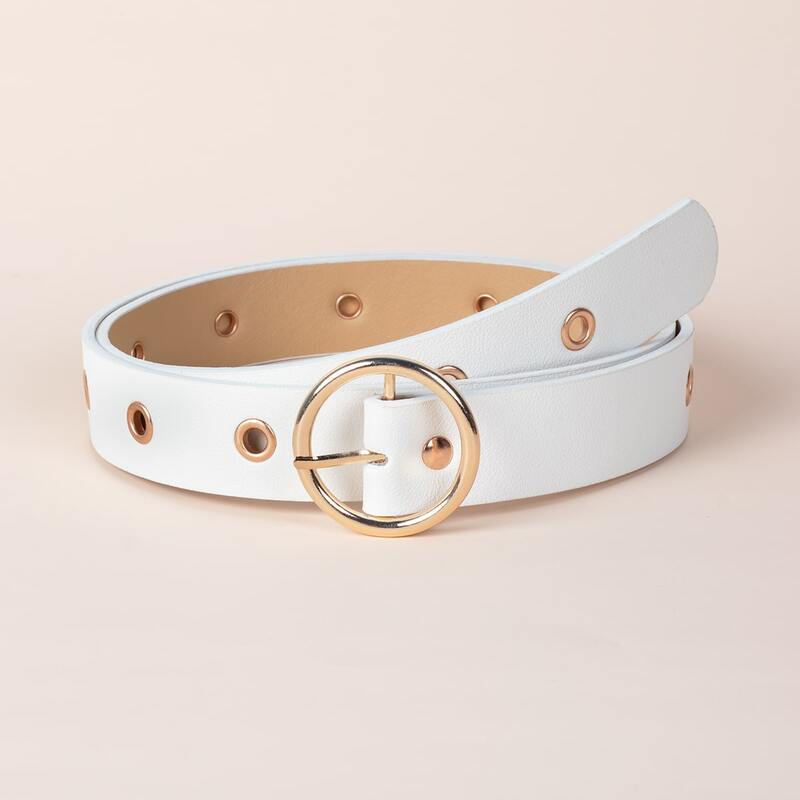 

Round Buckle Belt, White