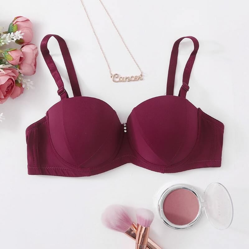 

Solid Underwire Bra, Burgundy