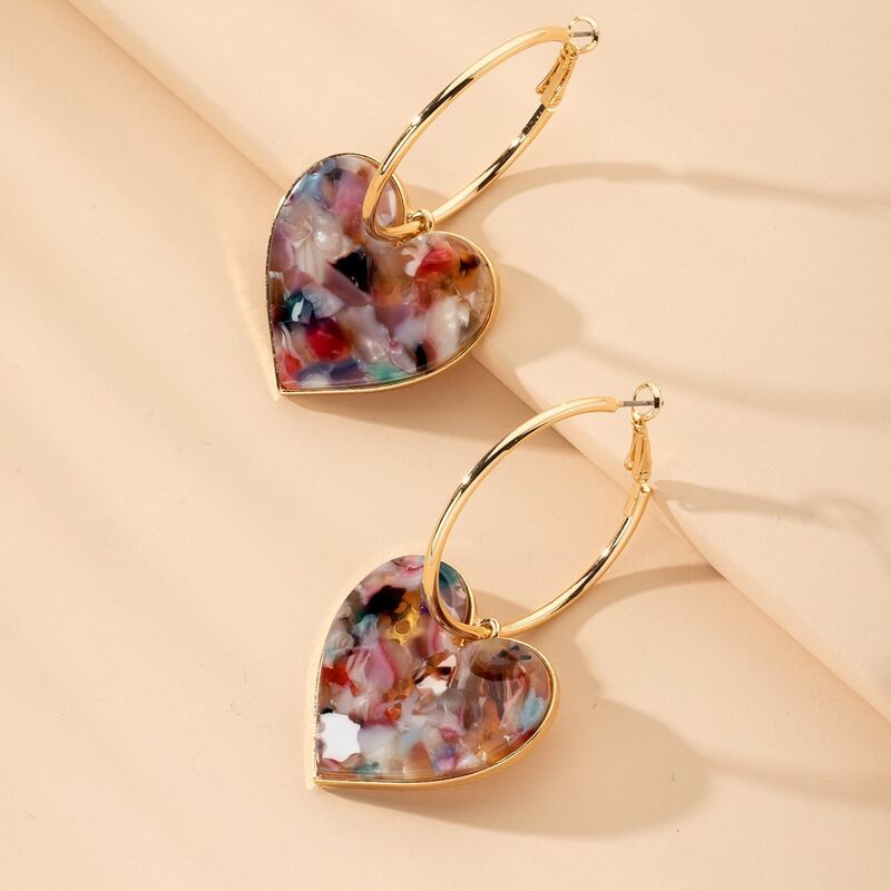 

Heart Drop Earrings, Multicolor