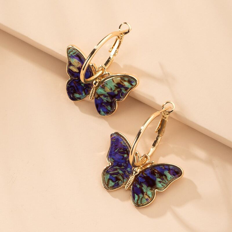 

Butterfly Drop Earrings, Purple