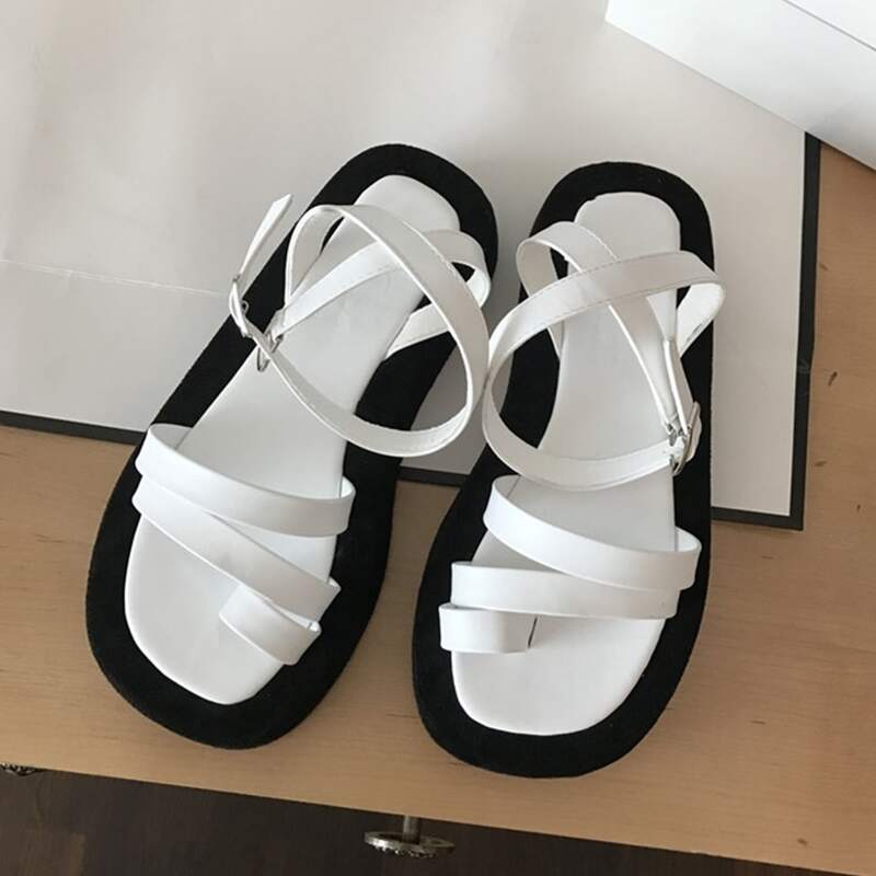 

Colorblock Midform Sandals, White