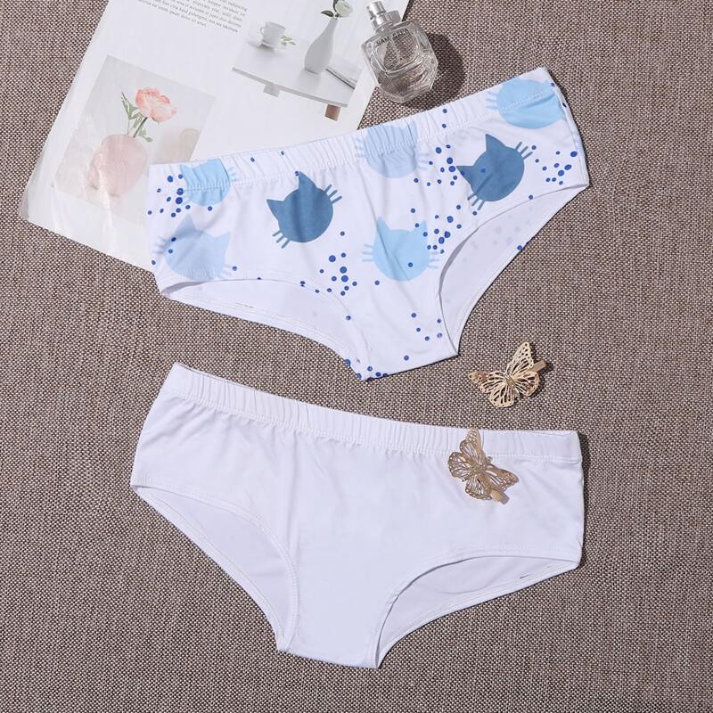 

2pack Cartoon Graphic Panty Set, White