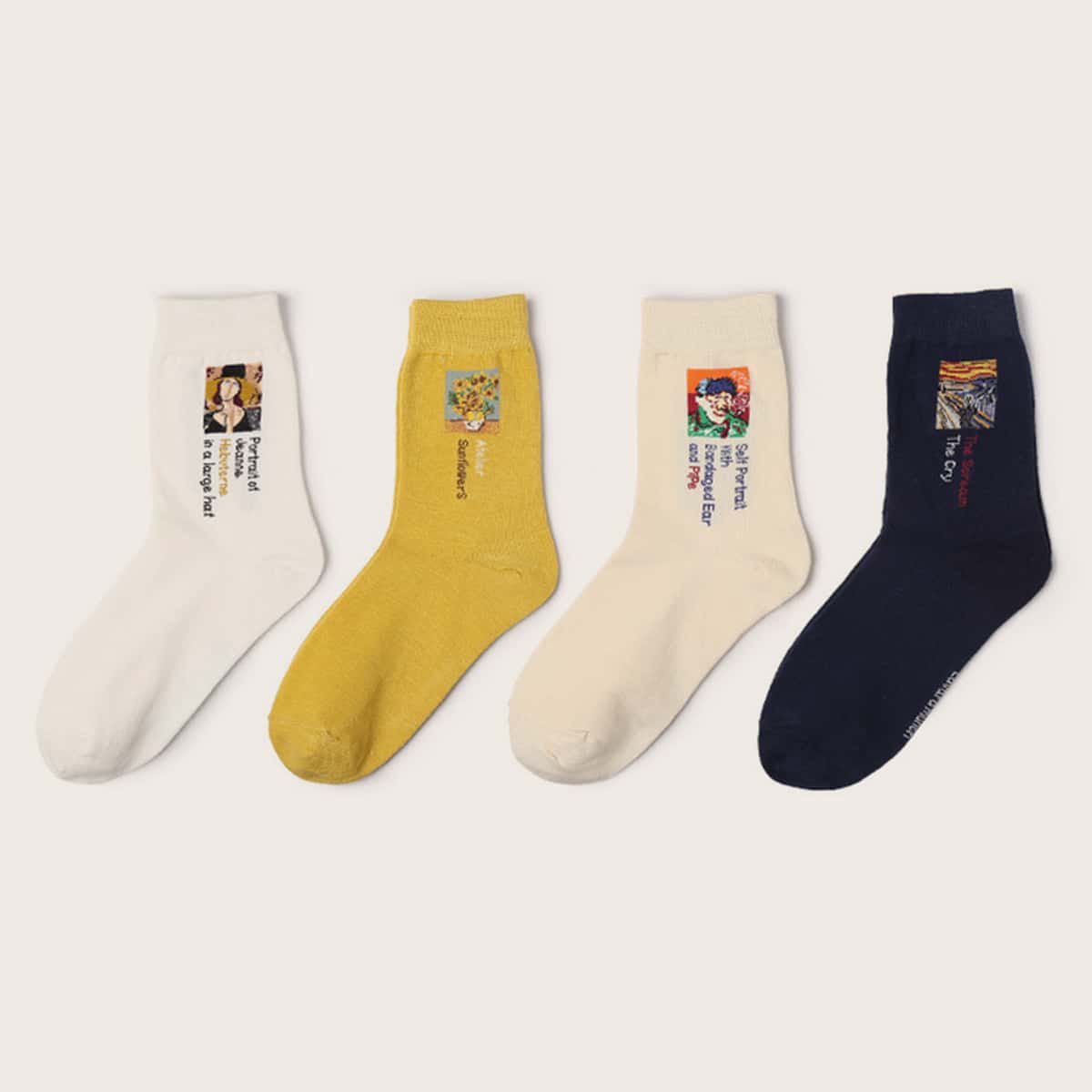 

4pairs Letter Graphic Socks, Multicolor