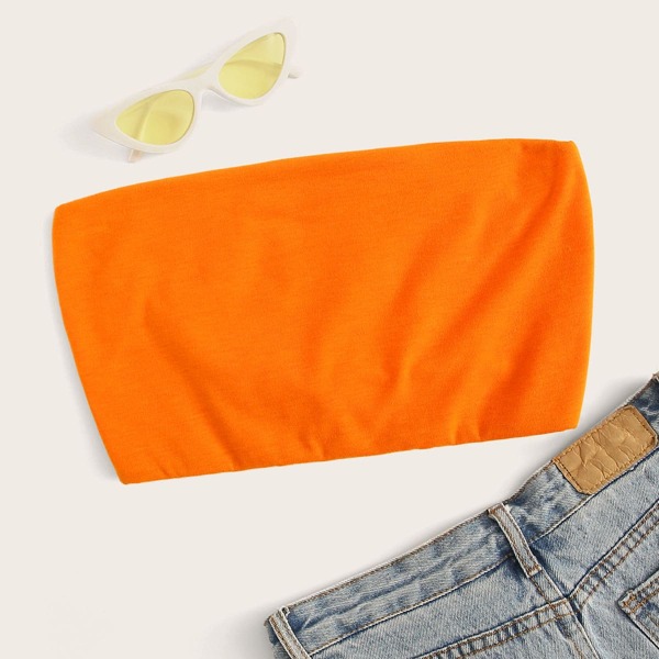 

Neon Orange Crop Tube Top, Orange bright