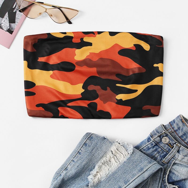

Camo Print Tube Top, Multicolor