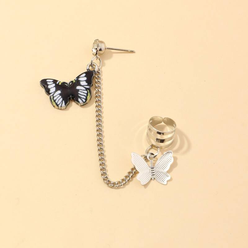 

Butterfly Chain Ear Cuff, Silver