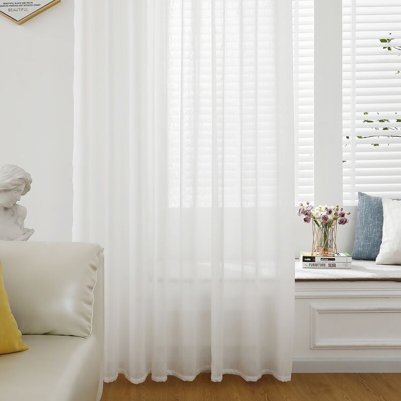 

1pc Solid Sheer Curtain, White