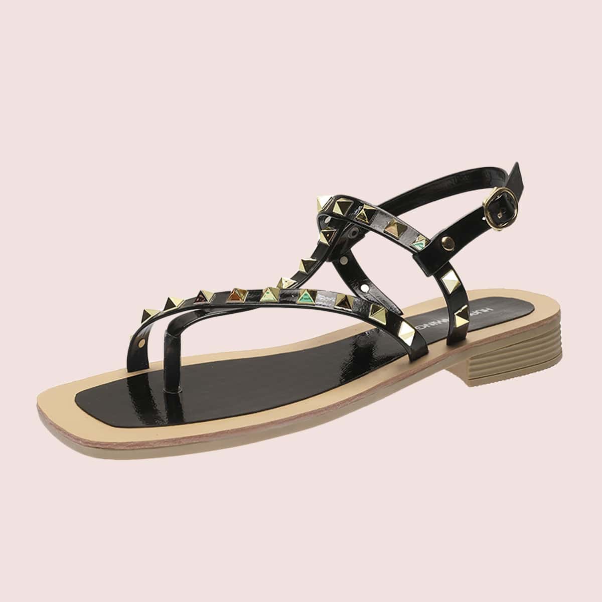 

Spiked Slingback Sandals, Black