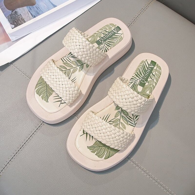 

Braided Strap Sliders, Beige