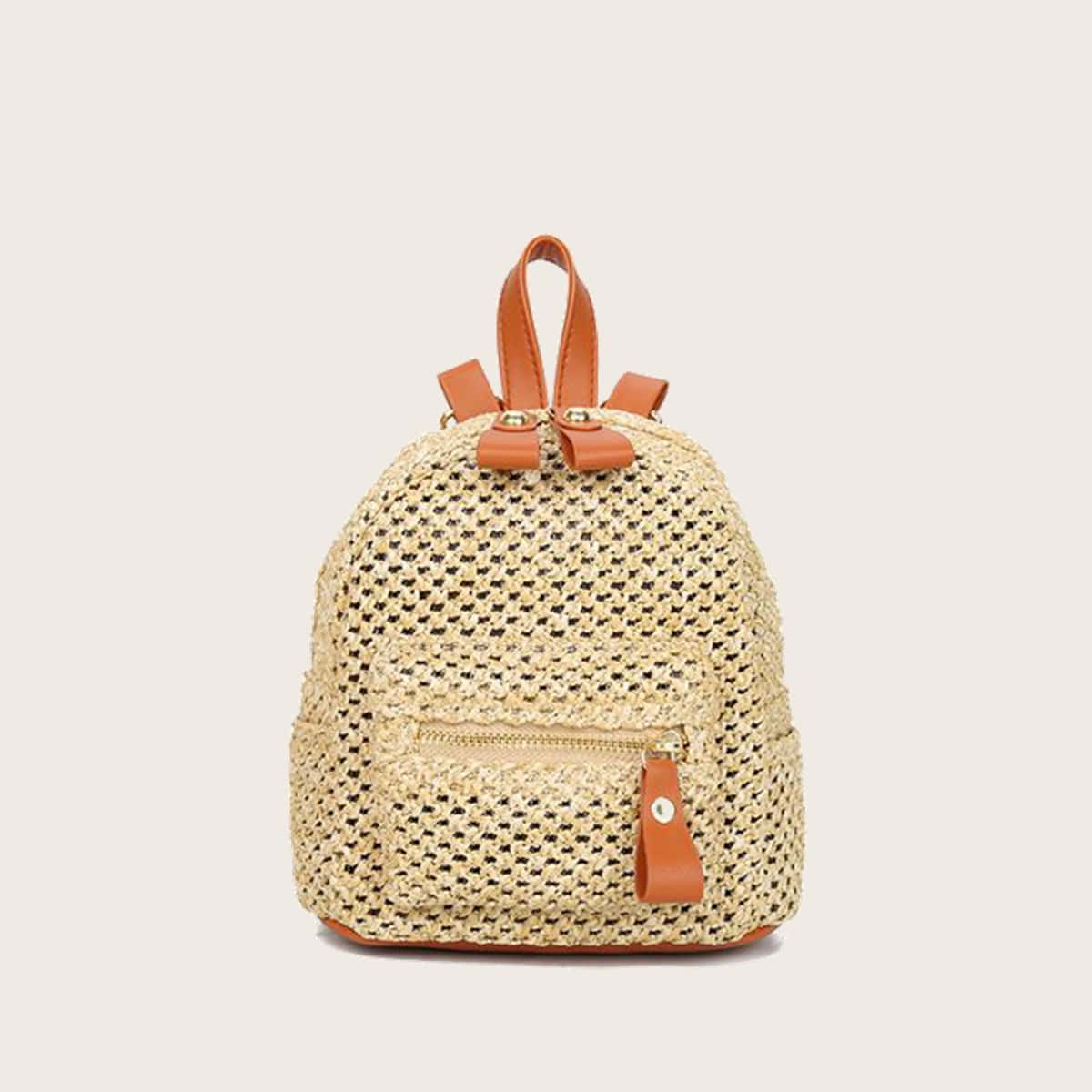

Pocket Straw Backpack, Khaki