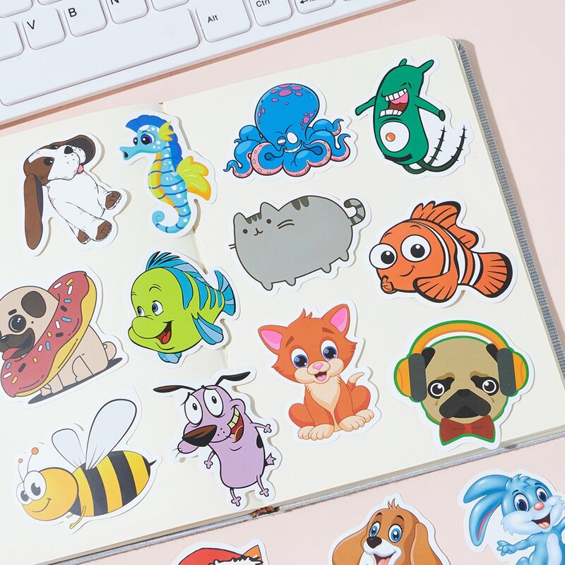 

50pcs Cartoon Animal Sticker, Multicolor
