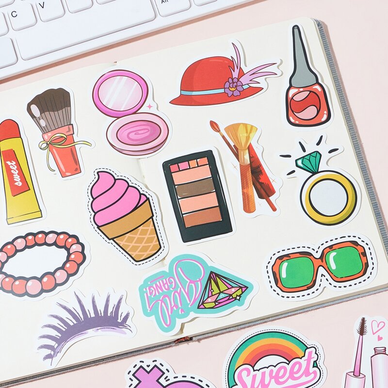 

50pcs Makeup Pattern Sticker, Multicolor