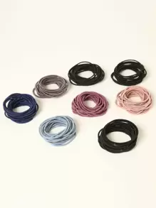 200入組簡約素色髮圈 - 彩色 - 查看 1
