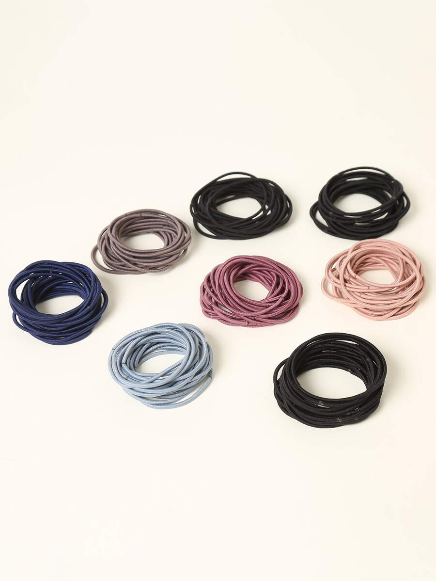 200入組簡約素色髮圈 - 彩色 - 查看 1