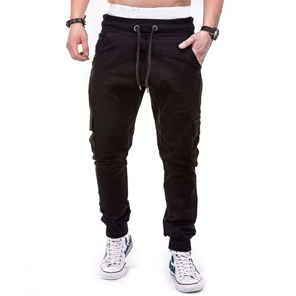 

Men Flap Pocket Drawstring Sweatpants, Black
