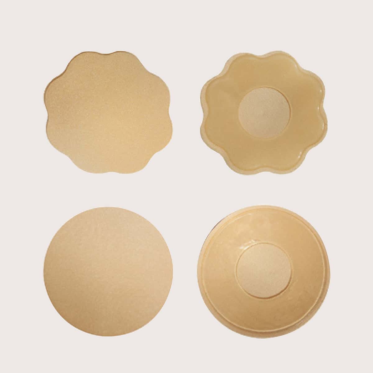 

2pairs Round & Flower Shaped Nipple Cover, Khaki