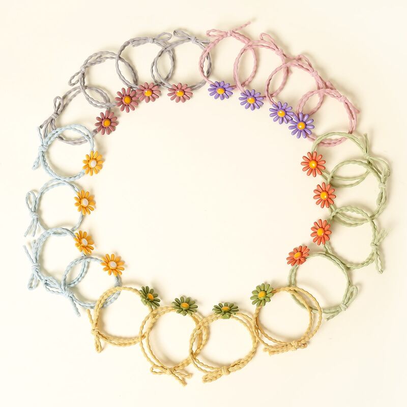 

20pcs Floral Decor Hair Tie, Multicolor
