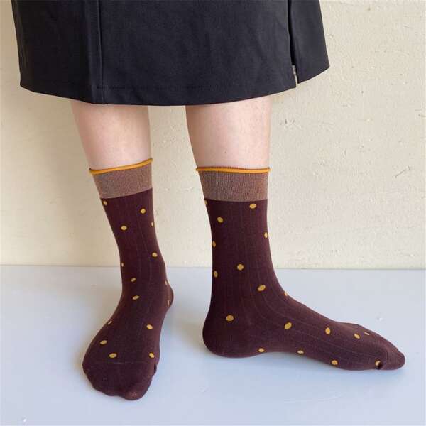 

Носки в горошек, Коричневые