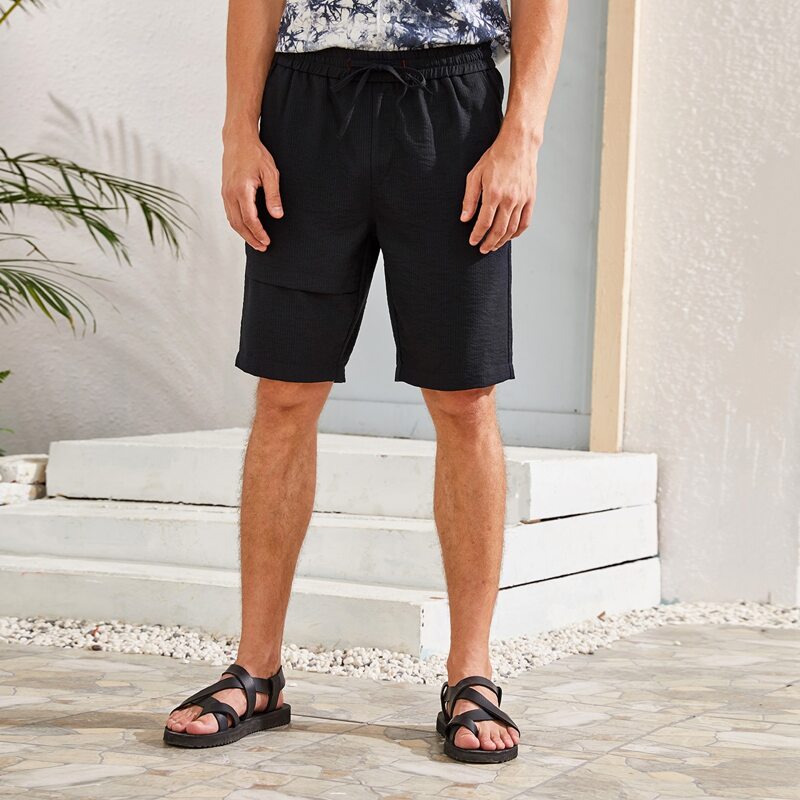 

Guys Drawstring Waist Solid Shorts, Navy blue