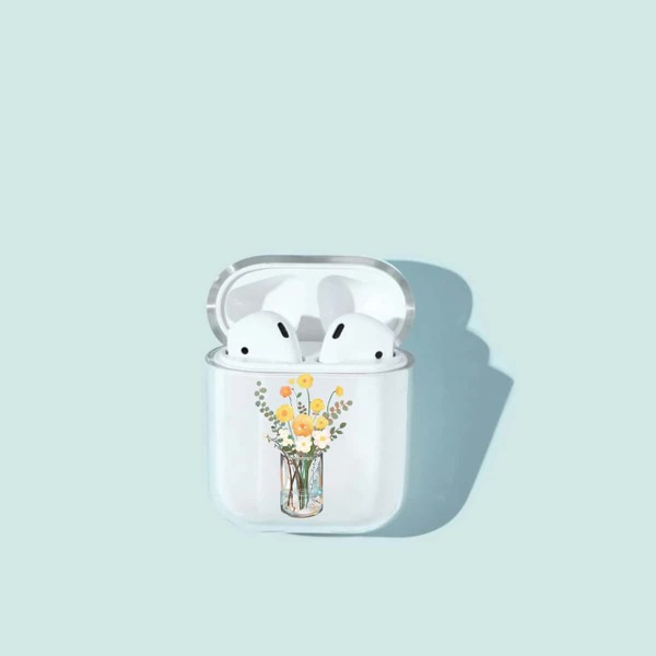 

1pc Flower Print Clear AirPods Case