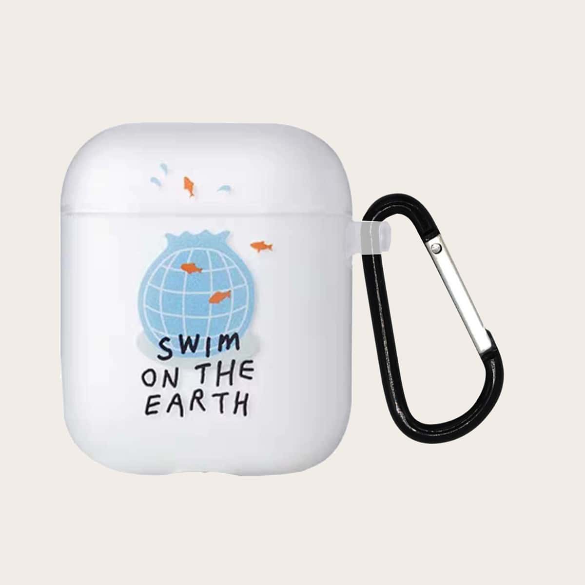 

1pc Slogan Graphic Clear AirPods Case