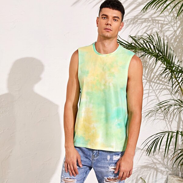 

Men Tie Dye Crew Neck Tank Top, Multicolor