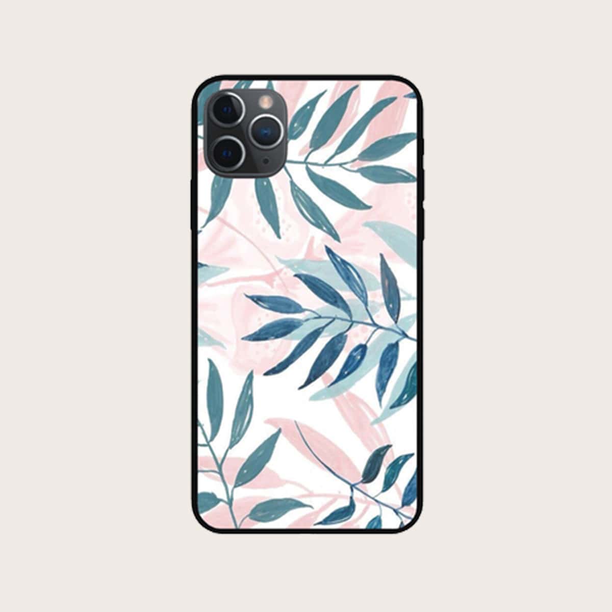 

1pc Leaf Print iPhone Case, Multicolor