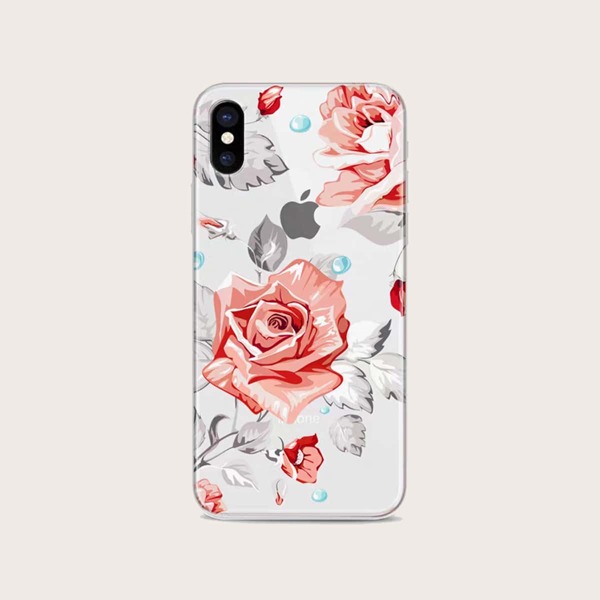 

1pc Flower Print iPhone Case, Multicolor