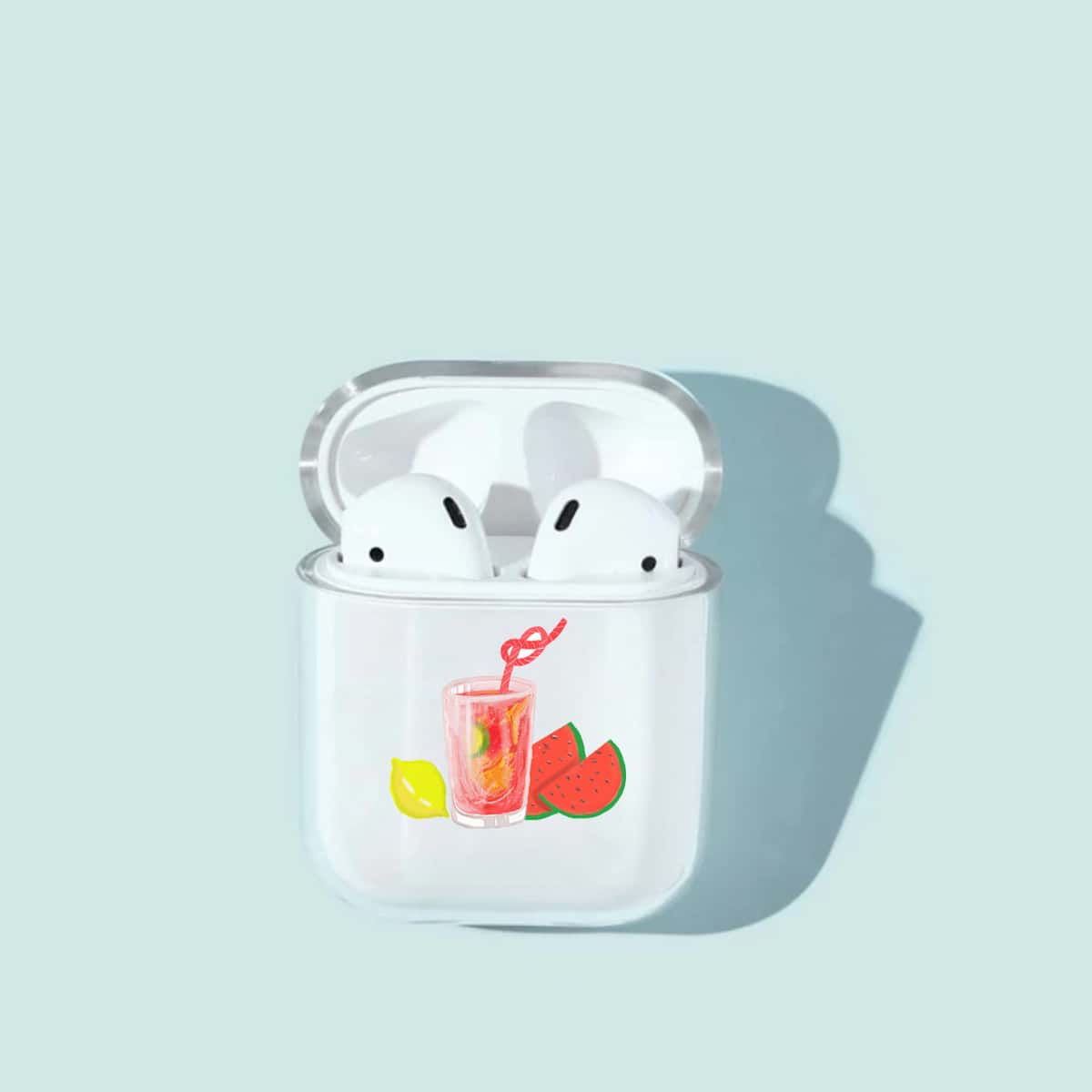 

1pc Watermelon Print Clear AirPods Case