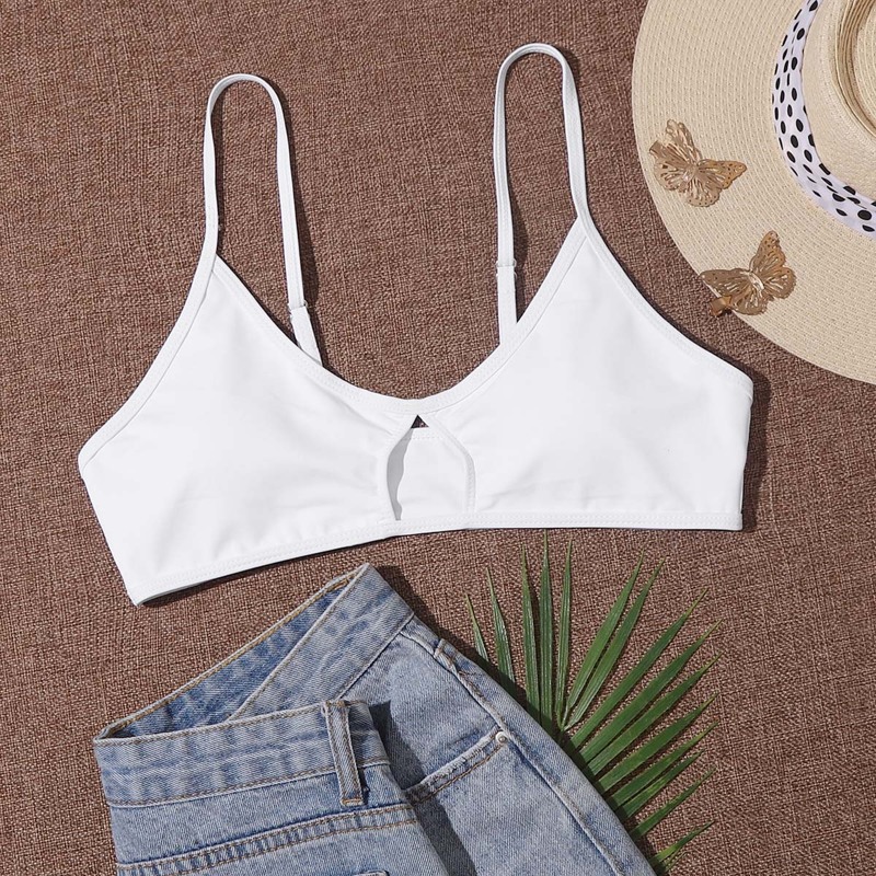 

Cut-out Front Bikini Top, White