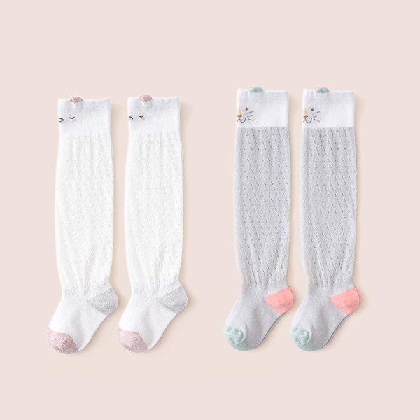 

2pairs Baby Cartoon Graphic Socks, Multicolor