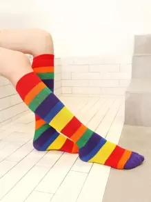 小女童彩虹條紋襪子 - 彩色 - 查看 1