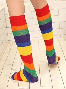 小女童彩虹條紋襪子 - 彩色 - 查看 5