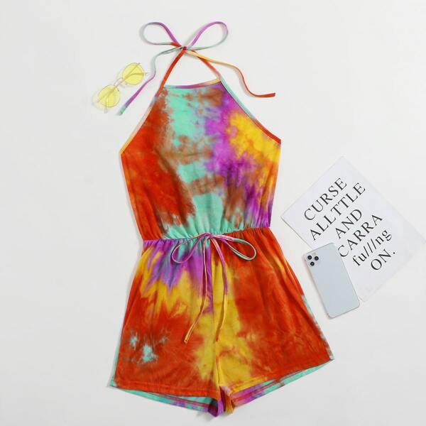 

Tie Dye Halterneck Romper, Multicolor