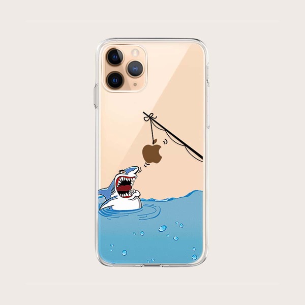 

Чехол для iPhone с принтом акул 1шт, Синий прозрачный