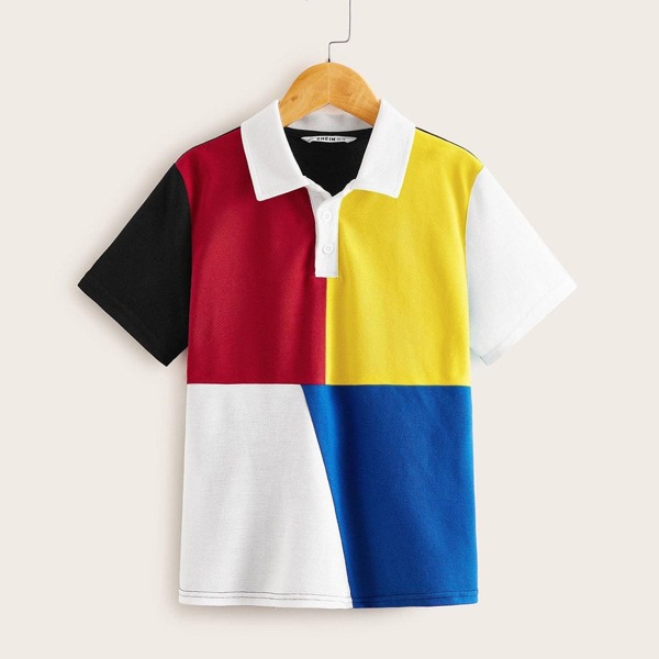

Boys Color Block Short Sleeve Polo Shirt, Multicolor