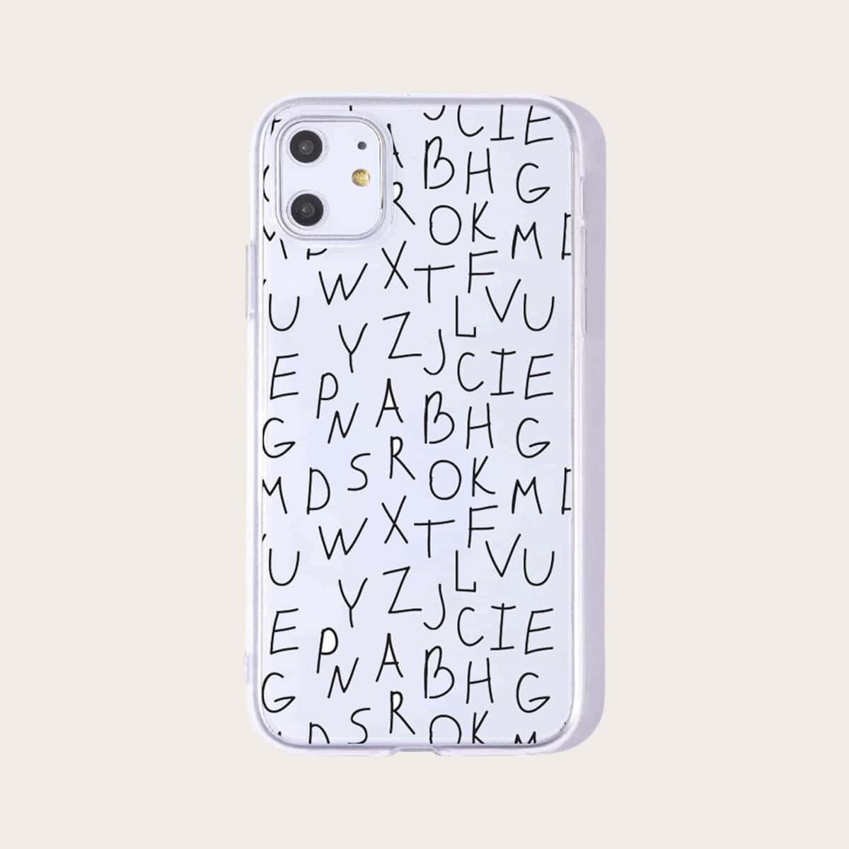 

1pc Letter Graphic iPhone Case, Black