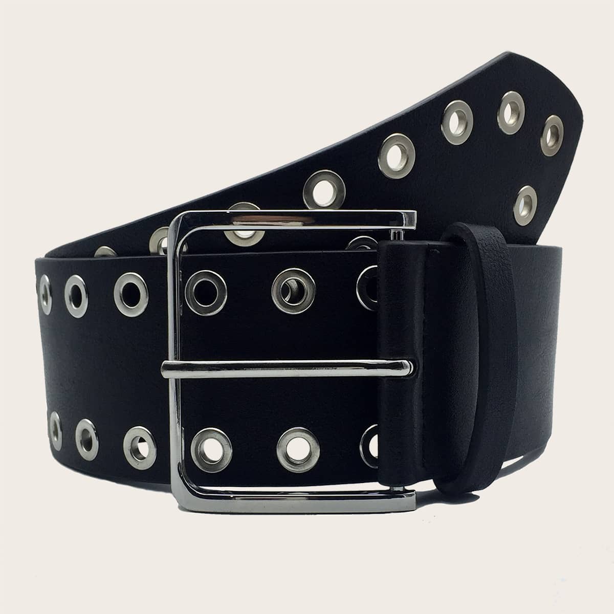 

Eyelet PU Belt, Black