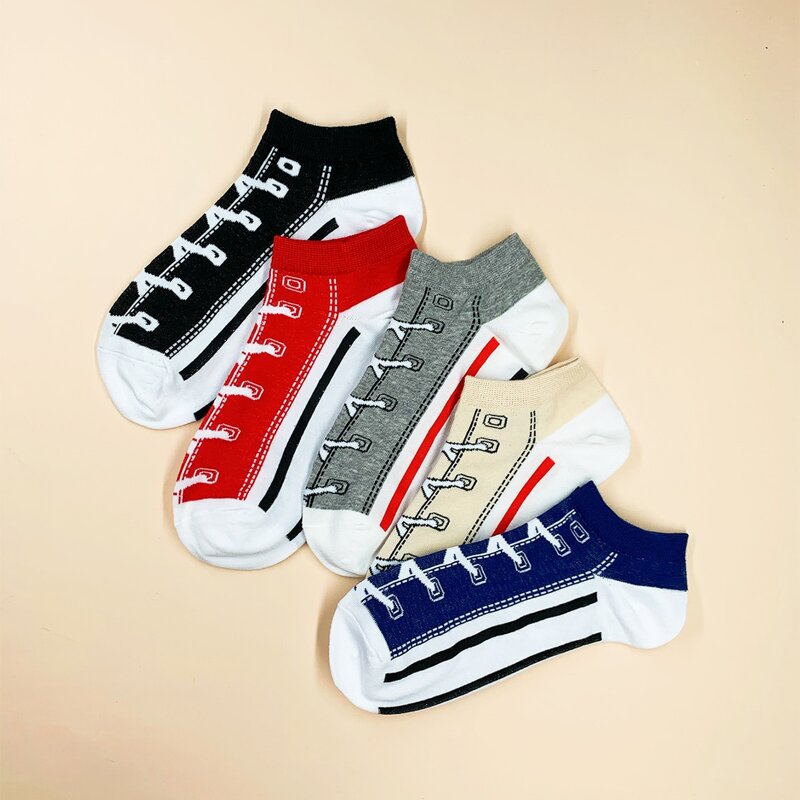 

5pairs Guys Shoes Design Socks, Multicolor