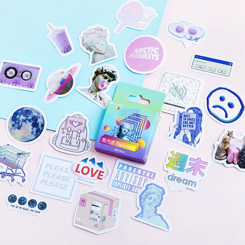 

46pcs Mixed Pattern DIY Sticker, Multicolor