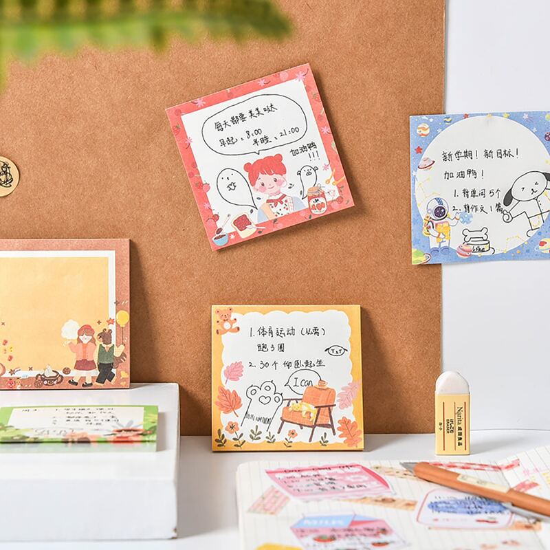 

2pcs Cartoon Sticky Note, Multicolor