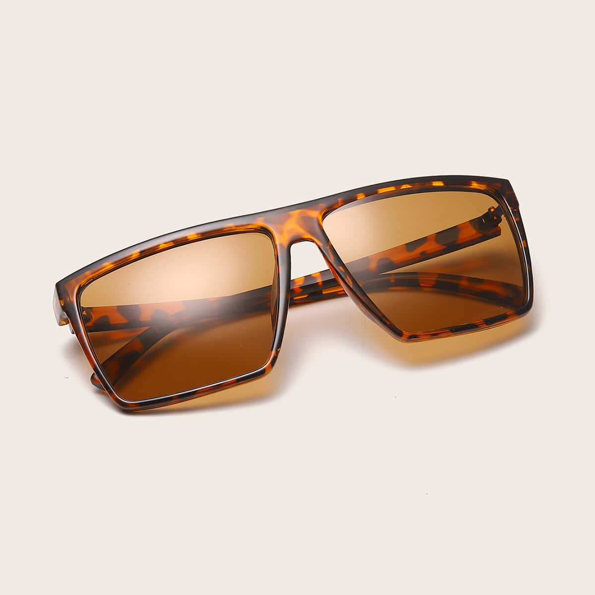 

Guys Flat Top Leopard Frame Sunglasses, Brown