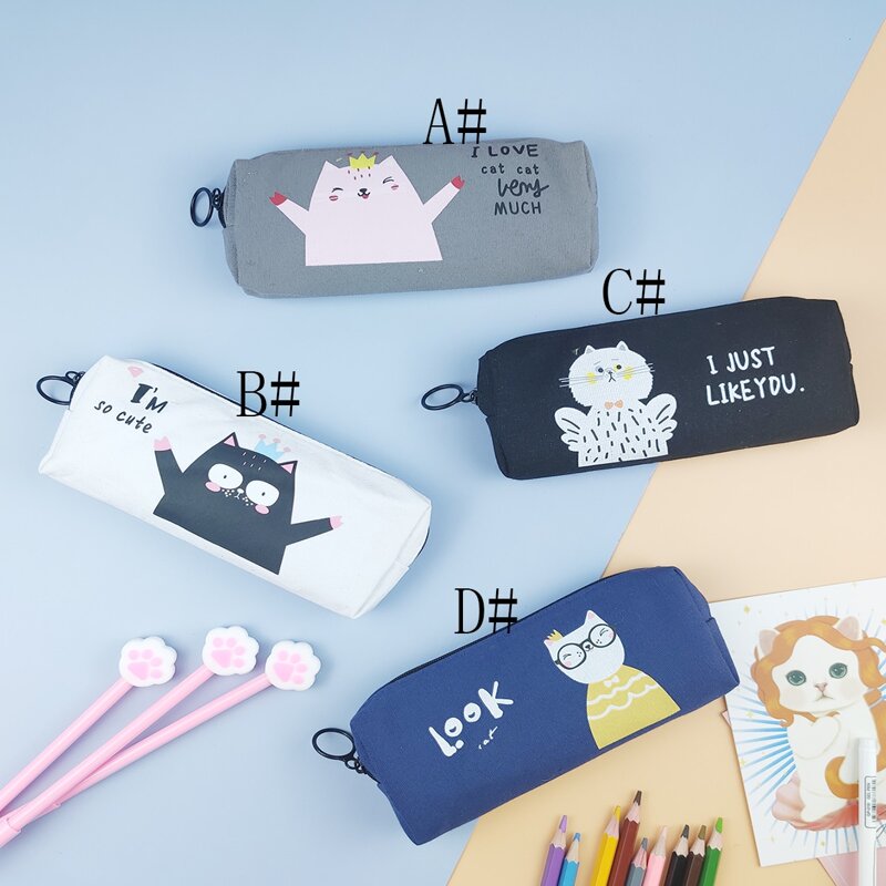 

1pc Cartoon Cat Print Pencil Case, Multicolor