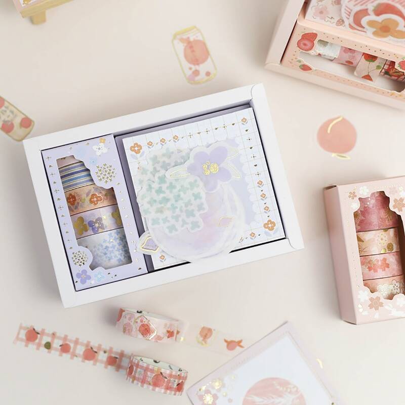 

1box Flower Print Decorative Tape & Sticker & Memo Pad, Multicolor