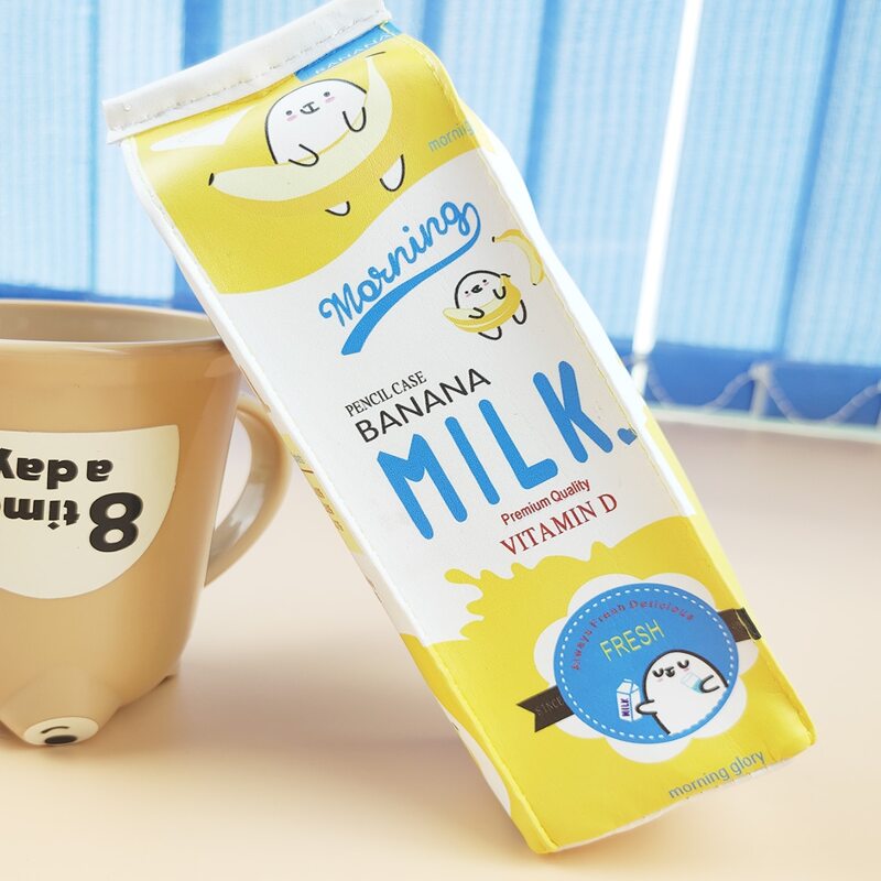 

1pc Milk Box Shaped Random Pencil Case, Yellow