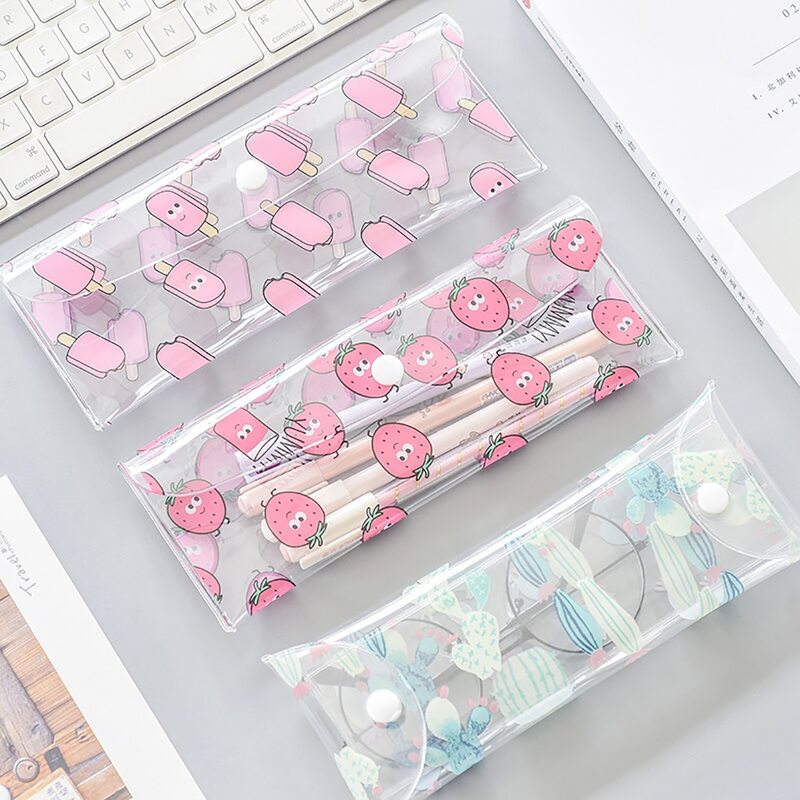 

1pc Fruit Print Clear Pencil Case, Multicolor