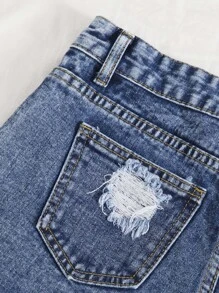 SHEIN EZwear Short en jean déchiré à ourlet effiloché