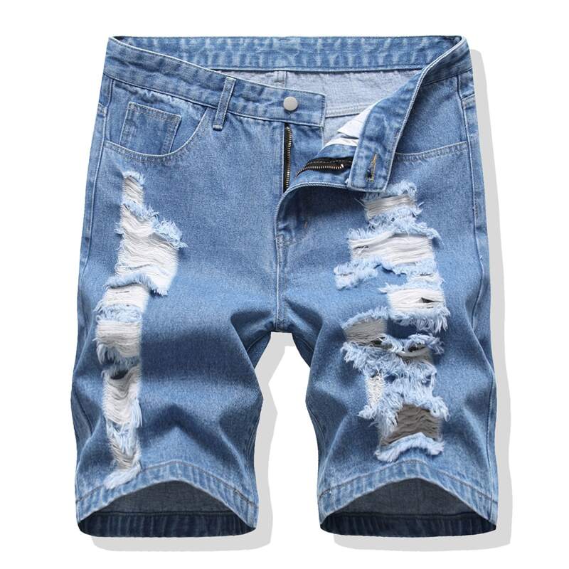 

Guys Ripped Denim Shorts, Light wash