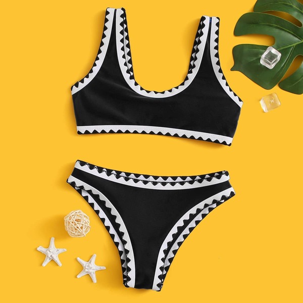 

Girls Whip Stitch Bikini Swimsuit, Black