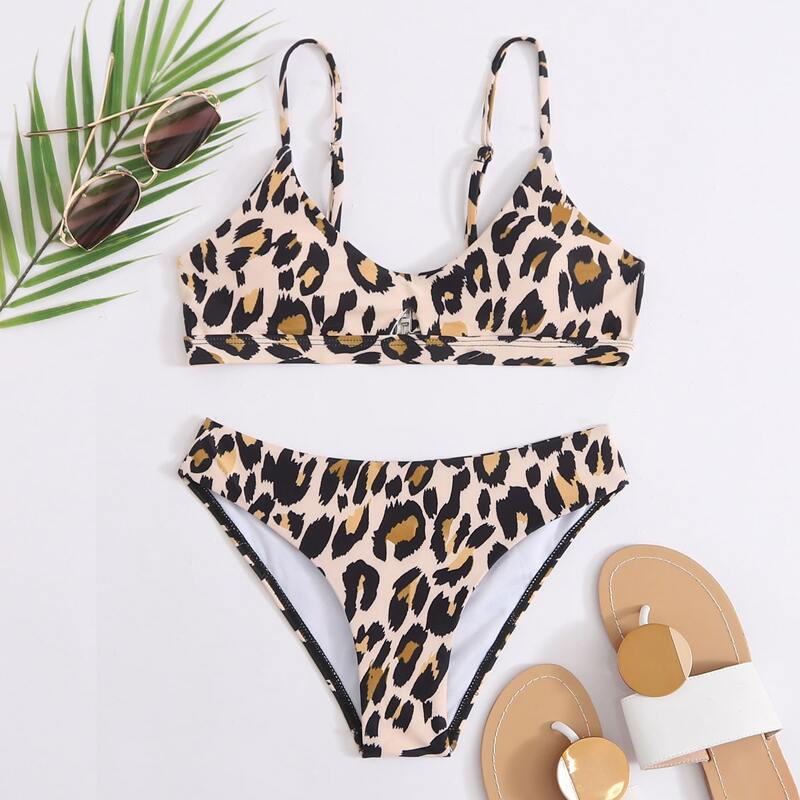 

Leopard Cheeky Bikini Swimsuit, Multicolor